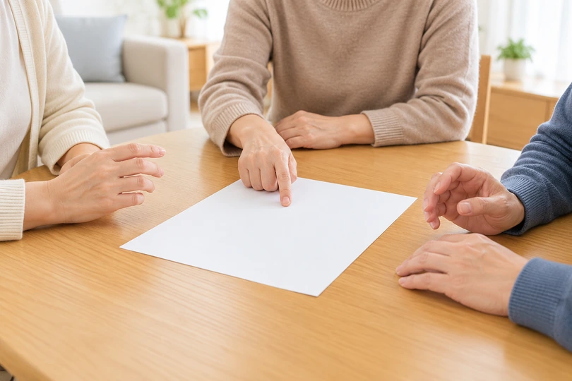 遺言書の内容に納得できず話し合う相続人
